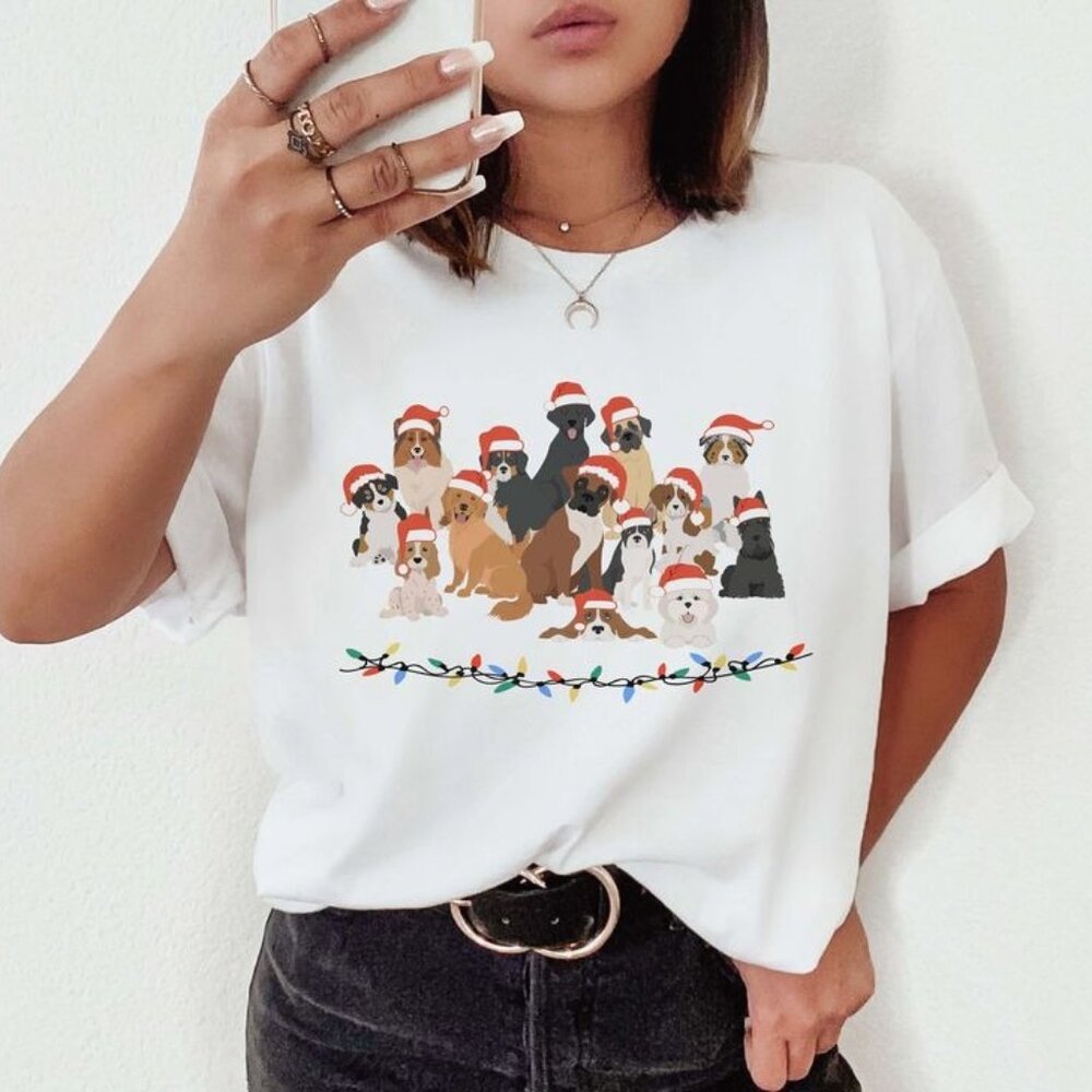 Dog Christmas T-Shirt, Dog Lover Holiday T-Shirt, Holiday Apparel T-Shirt